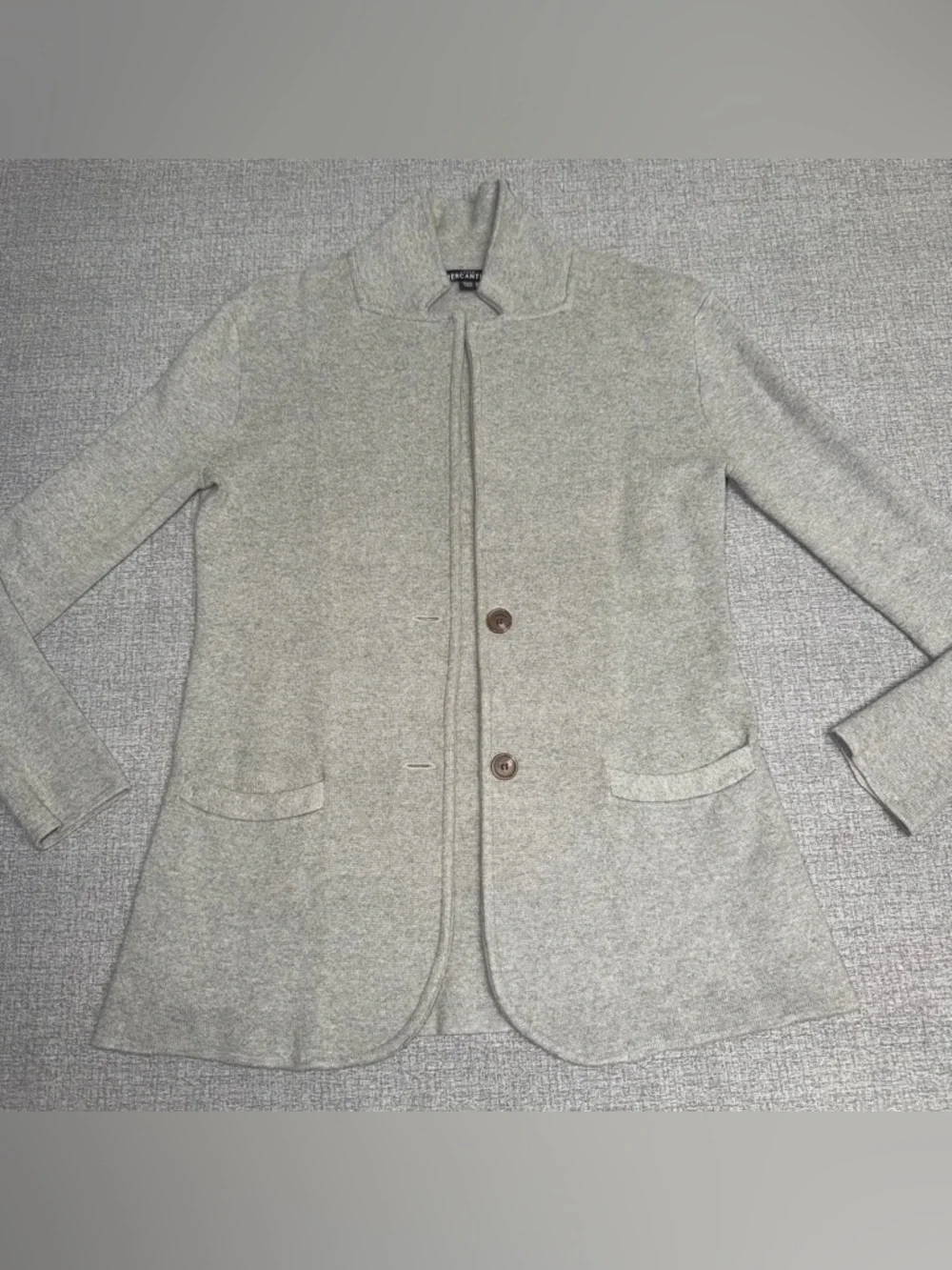J. Crew Mercantile Gray Cotton Sweater Blazer Blazerette - Picture 2 of 11
